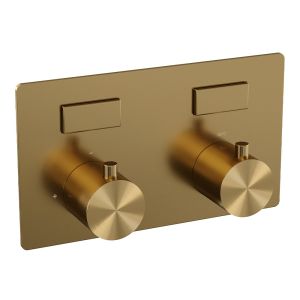 Brauer Edition 5-GG-208 thermostatische inbouw badkraan met drukknoppen SET 03 goud geborsteld PVD
