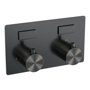 Brauer Edition 5-GM-209 thermostatische inbouw badkraan met drukknoppen SET 04 gunmetal geborsteld PVD