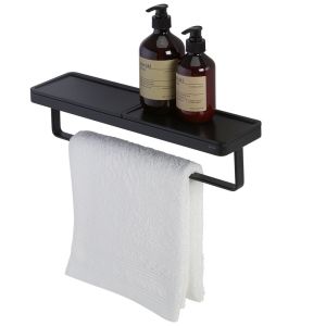 Geesa Frame 918853-06-06-420 handdoekrek met planchet zwart