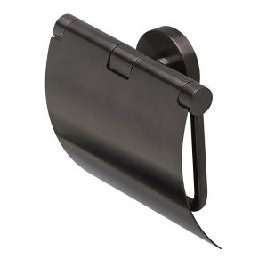 Geesa Nemox Brushed Metal Black 916508-09 toiletrolhouder met klep zwart metaal geborsteld