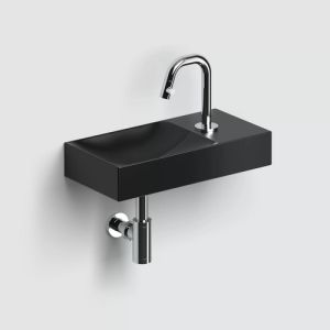 Clou Vale CL033016101R fontein 38x19cm met kraangat rechts mat zwart keramiek