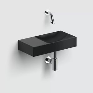 Clou Vale CL0330161L fontein 38x19cm zonder kraangat links mat zwart keramiek