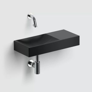 Clou Vale CL0330162R fontein 45x19cm zonder kraangat rechts mat zwart keramiek