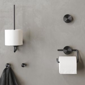 Geesa Opal Brushed Metal Black 917212-09 reserverolhouder zwart metaal geborsteld