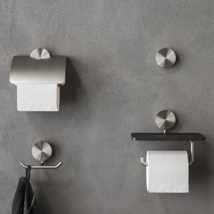 Geesa Opal Brushed Stainless Steel 917224-05 toiletrolhouder met planchet RVS geborsteld