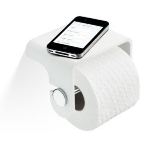 Decor Walther 0974555 Stone TPH4 toiletrolhouder wit/ RVS geborsteld