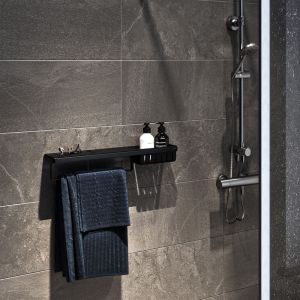 Geesa Frame 918854-06-06-630 planchet met handdoekrek en douchemand 63 cm zwart
