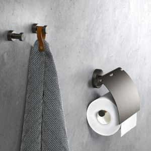 Geesa Nemox Brushed Metal Black 916508-09 toiletrolhouder met klep zwart metaal geborsteld