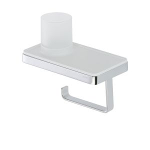 Geesa Frame 918889-02 toiletrolhouder met planchet en (LED-licht) houder chroom/ wit