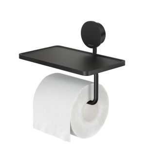 Geesa Opal Black 917224-06 toiletrolhouder met planchet zwart
