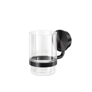 Geesa Opal Brushed Metal Black 917202-09 glashouder met glas zwart metaal geborsteld