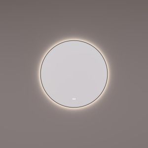 Hipp Design SPV 13510 BL KW spiegel rond in MAT ZWART met indirecte LED verlichting rondom 80x3cm