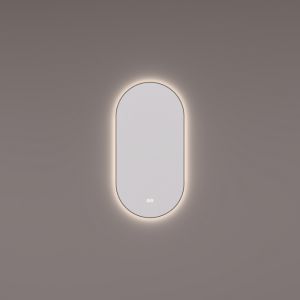 Hipp Design SPV 13910 BL KW spiegel ovaal-recht in MAT ZWART met indirecte LED verlichting rondom 40x80x3cm