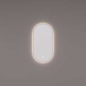 Hipp Design SPV 14915 KW GUN spiegel ovaal-recht in PVD geborsteld gun metal met indirecte LED verlichting rondom 40x90x3cm