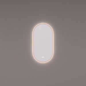 Hipp Design SPV 14915 KW KOP spiegel ovaal-recht in PVD geborsteld koper met indirecte LED verlichting rondom 40x90x3cm