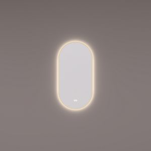 Hipp Design SPV 14915 KW MES spiegel ovaal-recht in PVD geborsteld messing met indirecte LED verlichting rondom 40x90x3cm