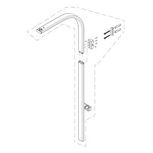 HSK E98595-10-41 douchestang met buis voor douchekop, glijstuk en aansluiting voor RS AquaTray showerset chroom