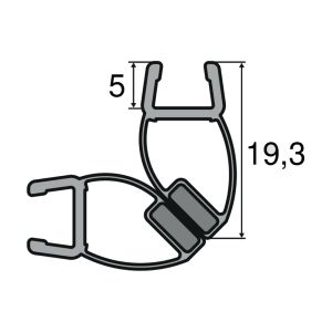 Huppe universeel 070264 set magneetlijsten 45° voor hoekoplossing, 202,5cm / 1 x 6mm + 1 x 8mm