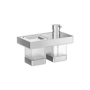 Inda Indissima A88K30CR21 wastafelset zeepdispenser en glashouder chroom/ gesatineerd glas