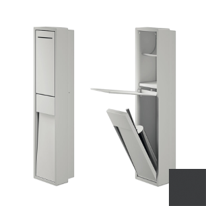 Inda MY Secret A8086CGF inbouwnis met toiletrolhouder en toiletborstelgarnituur 190x860mm mat grafite