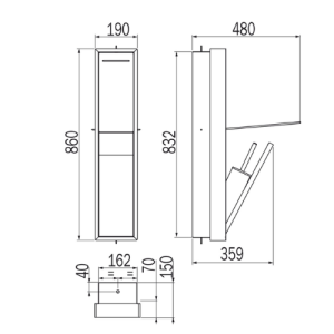 Inda MY Secret A8086CBN inbouwnis met toiletrolhouder en toiletborstelgarnituur 190x860mm mat bruno