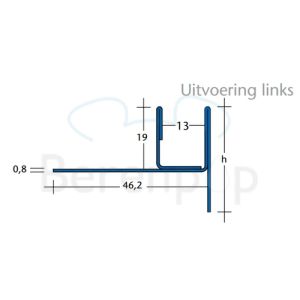 Blanke Aqua Keil Glas 193280B098L glas afsluitprofiel 980x34mm links RVS geborsteld