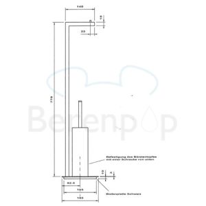 Decor Walther 0506100 Straight 7 toiletborstelhouder / toiletrolhouder standaard chroom