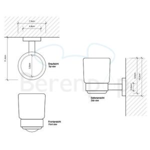 Decor Walther Basic 0530900 BA WMG glashouder wit gesatineerd glas/ chroom