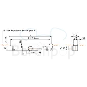Easy Drain Compact 50 TAF Wall EDCOMTAFW100050 douchegoot 100cm zijuitloop
