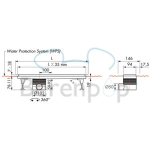 Easy Drain Multi TAF EDMTAF2000 douchegoot 200cm zijuitloop