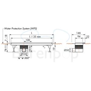 Easy Drain Multi TAF Wall EDMTAFW1200 douchegoot 120cm zijuitloop