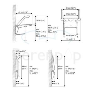 Etac Relax 81703040 douchezitting met armsteunen en steunpoten wit