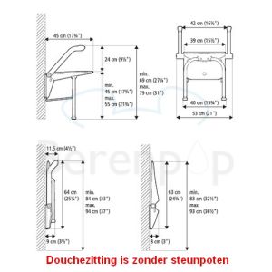 Etac Relax 81703060 douchezitting met armsteunen en rugleuning wit