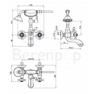 Fima Carlo Frattini Elizabeth F5084CR badkraan opbouw 2-greeps met garnituur chroom