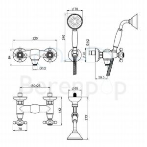 Fima Carlo Frattini Elizabeth F5085SN opbouw douchekraan 2-greeps met garnituur geborsteld nikkel