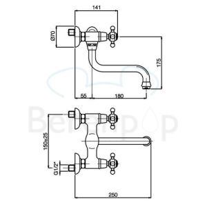 Fima Carlo Frattini Elizabeth F5086CR wand keukenkraan 2-greeps chroom