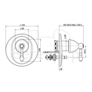Fima Carlo Frattini Elizabeth/ Epoque F5089X2BR inbouw bad/ douchekraan 1-greeps met 2 weg omstelling (2 uitgangen) brons