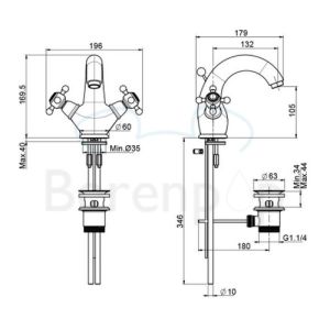 Fima Carlo Frattini Elizabeth F50912OR wastafelkraan 2-greeps goud