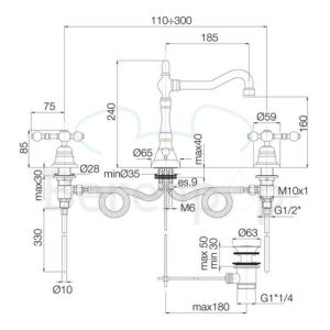 Fima Carlo Frattini Epoque F5051SN 3-gats wastafelkraan 2-greeps geborsteld nikkel
