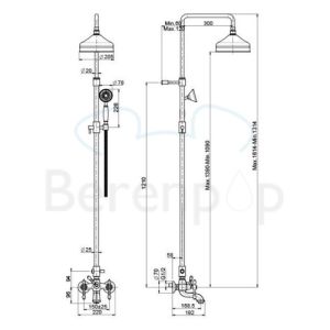 Fima Carlo Frattini Epoque F50542BR badkraan opbouw 2-greeps met doucheset brons