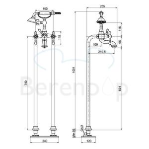 Fima Carlo Frattini Epoque F50544OR vrijstaande badkraan 2-greeps met garnituur goud