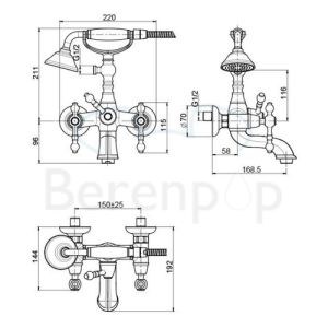 Fima Carlo Frattini Epoque F5054SN badkraan opbouw 2-greeps met garnituur geborsteld nikkel