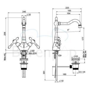 Fima Carlo Frattini Epoque F5061SN wastafelkraan 2-greeps geborsteld nikkel