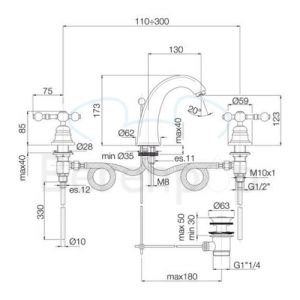 Fima Carlo Frattini Epoque F5071OR 3-gats wastafelkraan 2-greeps goud