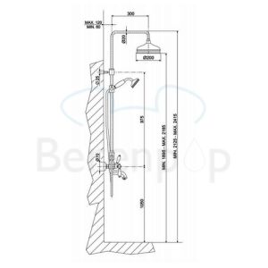 Fima Carlo Frattini Herend F54042OR badkraan opbouw 2-greeps met doucheset goud
