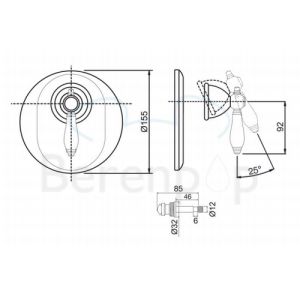 Fima Carlo Frattini Herend F5409X2OR inbouw bad/ douchekraan 1-greeps met 2 weg omstelling (2 uitgangen) goud