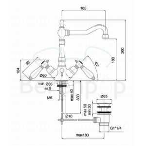 Fima Carlo Frattini Herend F5411SN wastafelkraan 2-greeps geborsteld nikkel