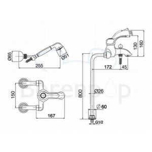 Fima Carlo Frattini Lamp F33044BR vrijstaande badkraan 1-greeps met garnituur brons