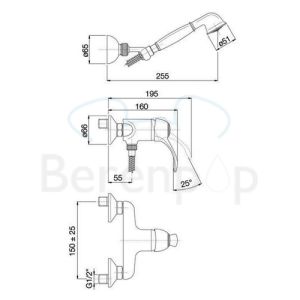 Fima Carlo Frattini Lamp F3305BR opbouw douchekraan 1-greeps met garnituur brons