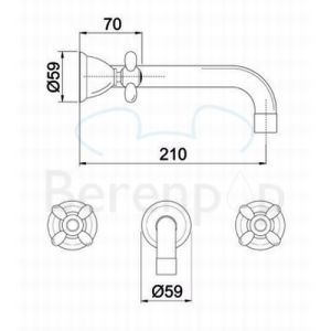 Fima Carlo Frattini Olivia F5001L5CR 3-gats wandwastafelkraan 2-greeps uitloop 20cm chroom